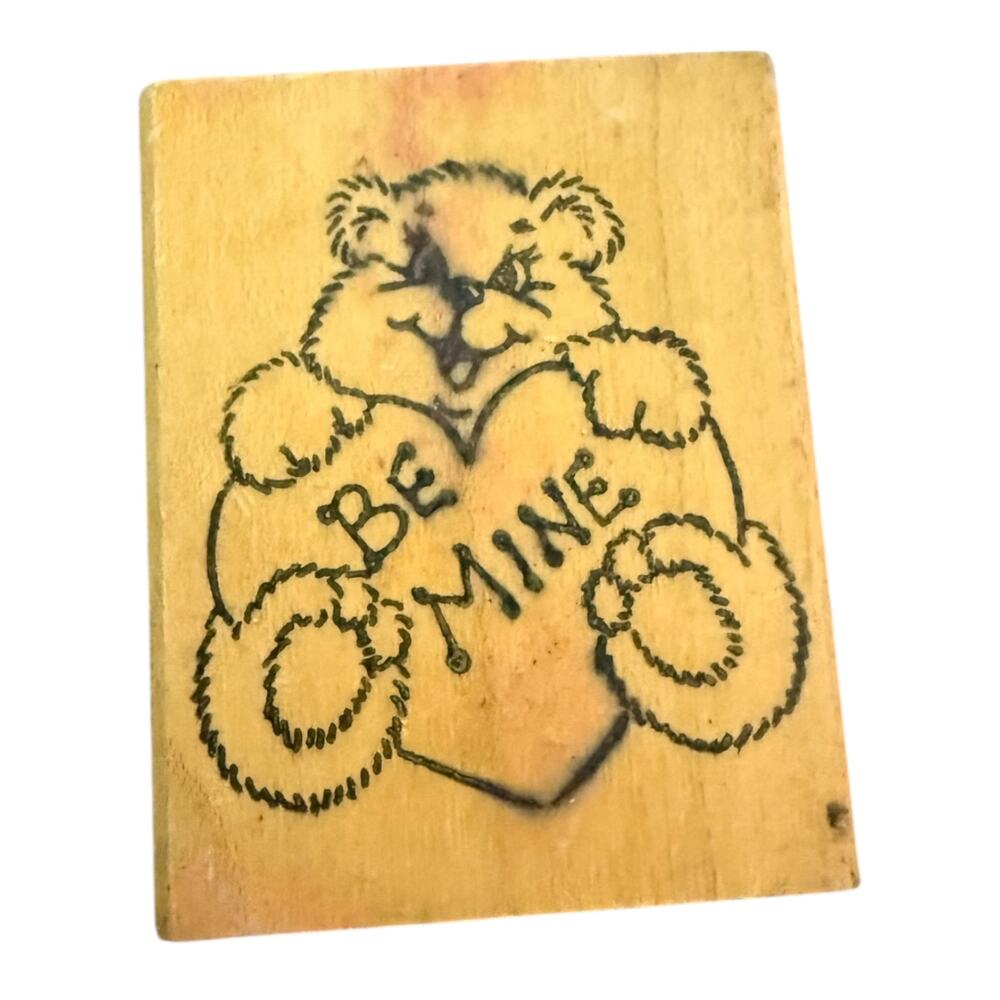 Art Impressions Original Rubber Stamp Teddy Bear Holding Heart Be Mine